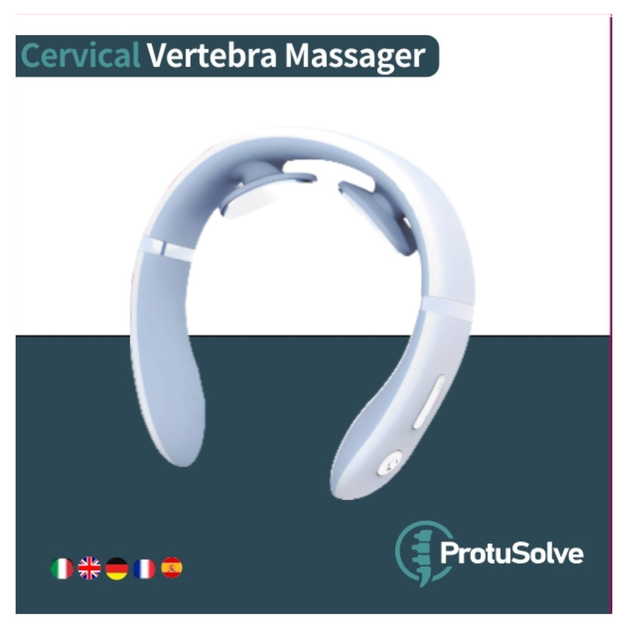 Massaggiatore Cervicale TENS con Calore – ProtuSolve, 10 Modalità, Ricaricabile USB